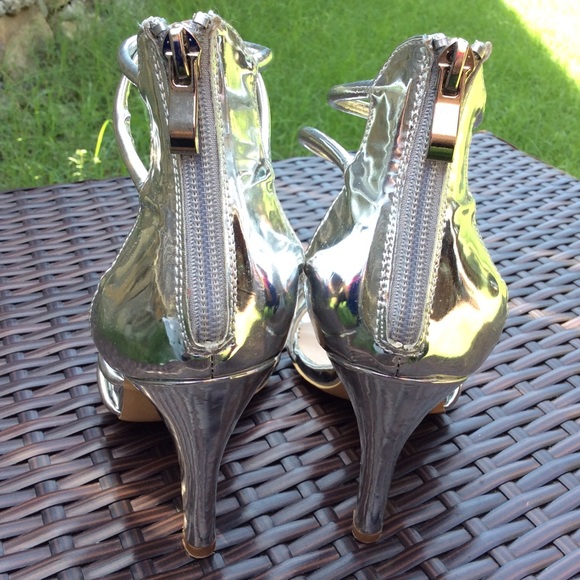 Madden Girl Shoes Madden Girl Silver Metallic Strappy Ankle Sandals